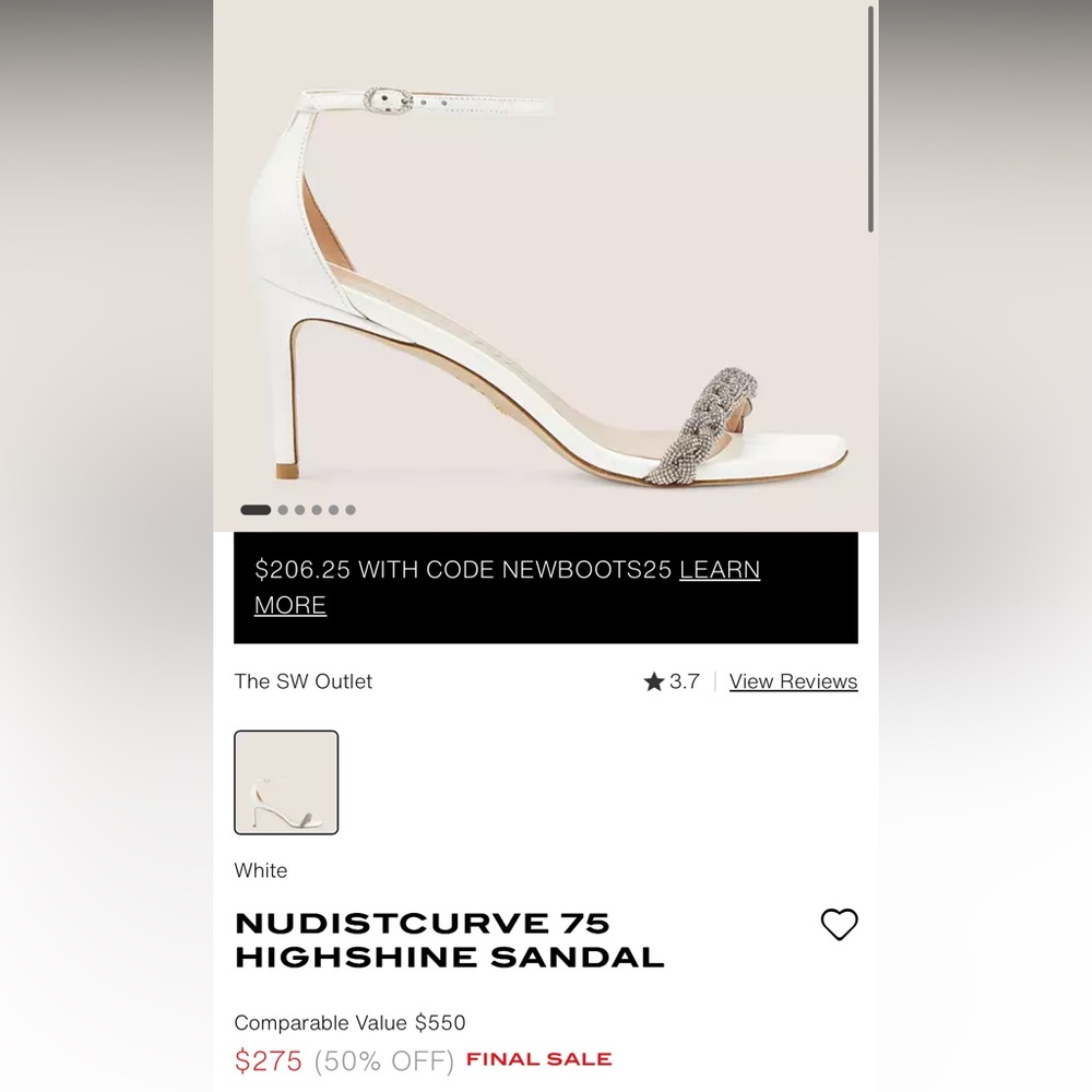 Stuart Weitzman NUDISTCURVE 75 HIGHSHINE SANDAL new never worn